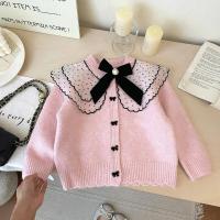 Suéter para niñas 2025 Otoño Invierno suéter de punto coreano para niña cárdigan con lazo abrigo - details 6