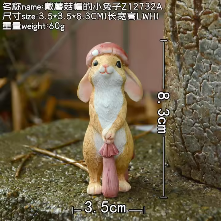 Colección diaria de Pascua para el hogar, figuritas de conejo en miniatura, adornos de mesa, jardín de hadas, Acción de Gracias - 1