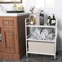 Carrito Cocina,Carro Auxiliar de Metálicos de 3 Niveles Cocina o Multiuso con Ruedas,para el hogar,60×30×75cm,Blanco - details 4