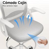 Silla de Escritorio Ergonómica con Malla Transpirable, Reposabrazos Abatibles, Silla para Ordenador de Altura Regulable, Silla Giratoria de 360 ° , Gris - details 28