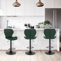 Silla de Comedor Giratoria de 360° Alto de Terciopelo con Resalto y Reposapiés Ajustable en Altura 60-82 cm Negro BH324sz-1 - details 10