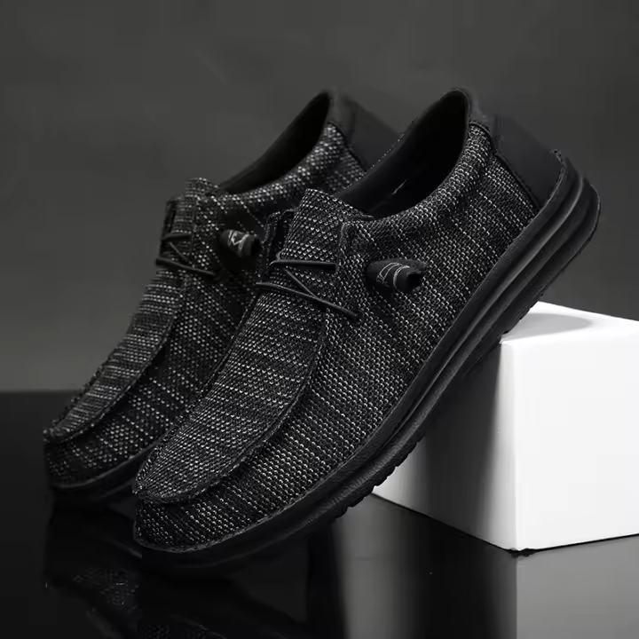 Dude-zapatos de lona sin cordones para Hombre, mocasines, Alpargatas, color negro, talla grande 49 50 51 - 1