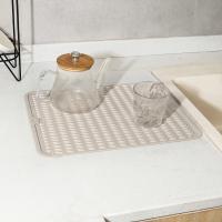 Alfombrilla de silicona para secar platos de varios usos, fácil de limpiar, ecológica, resistente al calor, para encimera de cocina o fregadero, refrigerador o forro de cajón, Tapioca L 16 pulgadas x 12 pulgadas - details 1