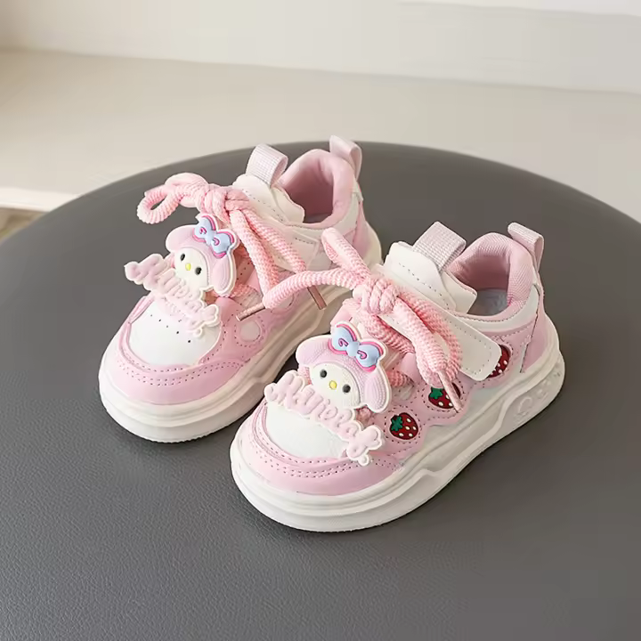 Zapatos de tablero para niñas primavera y otoño nuevos zapatos deportivos de cuero para niñas estudiantes Velcro casual compañeros de clase zapatos de dibujos animados - 1