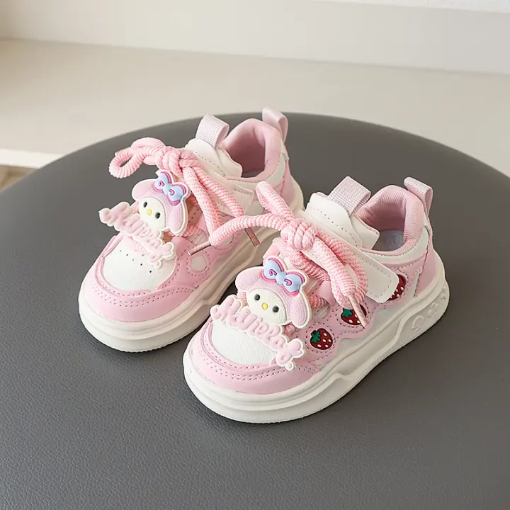 Zapatos de tablero para niñas primavera y otoño nuevos zapatos deportivos de cuero para niñas estudiantes Velcro casual compañeros de clase zapatos de dibujos animados - 1