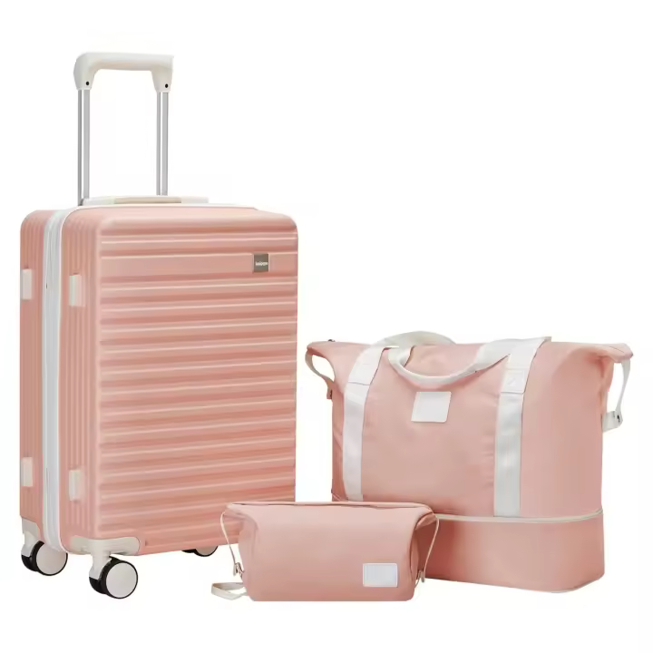 Joyway 3 Piezas Juego de Maletas, Equipaje de Cabina Viaje en ABS, Ultrasligeras Maleta de Mano 20'', con Espacio Expansión, Giratorias de 360° y Cerradura TSA Incluidas 1 Bolsa, 1 Neceser - 1