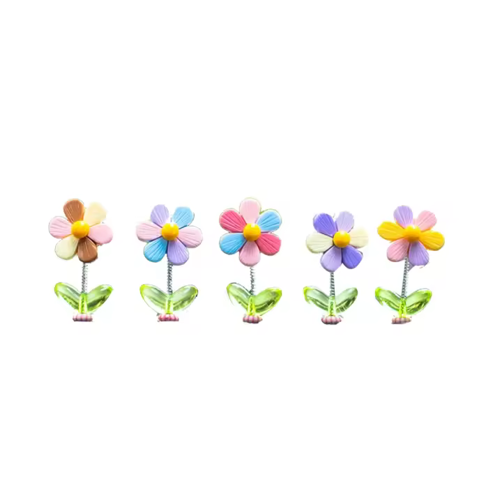 Adornos de flores de arcoíris para salpicadero de coche, 5 piezas, adorno de dibujos animados para Interior de coche - 1