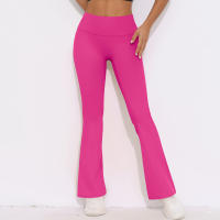 Mallas de Yoga a prueba de sentadillas para mujer, pantalones de Yoga de cintura alta, levantamiento de glúteos, pantalones de tiburón Micro acampanados, pantalones de Yoga ajustados de cintura alta - details 23