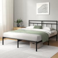 Elias 135x190 cm - Somier de Metal con cabecero - Altura 30 cm - Cama con somier de láminas de Metal - Fácil Montaje - Espacio de Almacenamiento Debajo de la Cama - Diseño Moderno - Negro - details 2