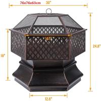 Parrilla de Jardín Hexagonal Exterior 30'' con Lámina de Acero a Prueba de Fuego para Carbón y Brasero Tipo de Fuente de BBQ: Carbón Estilo de Acabado Electroestático - details 3