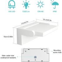 Lámpara LED de Pared de 24W para Exterior Interior IP65, Luz de Pared Ajustable, Moderno Apliques de Pared Aluminio para Entrada Jardines Pasillo Sala, Blanco Cálido 2700K-3000K, Bronce - details 58