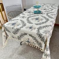 Mantel de poliéster con estampado floral de una sola cara - Cubierta cuadrada para mesa de cocina y comedor, tela duradera de fácil limpieza con bordes con flecos para uso en el hogar y restaurante, tema costero, textura suave, planificadores de eventos - details 3