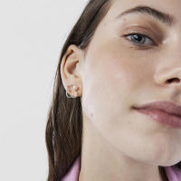 Pendientes de moda personalizados de oso hueco de plata de ley, pendientes de mujer con incrustaciones de perlas - details 7