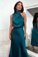 Elegante Vestido de Satén de Seda de Verano de Alta Gama Vestido Largo Sin Mangas para Mujeres - details 61