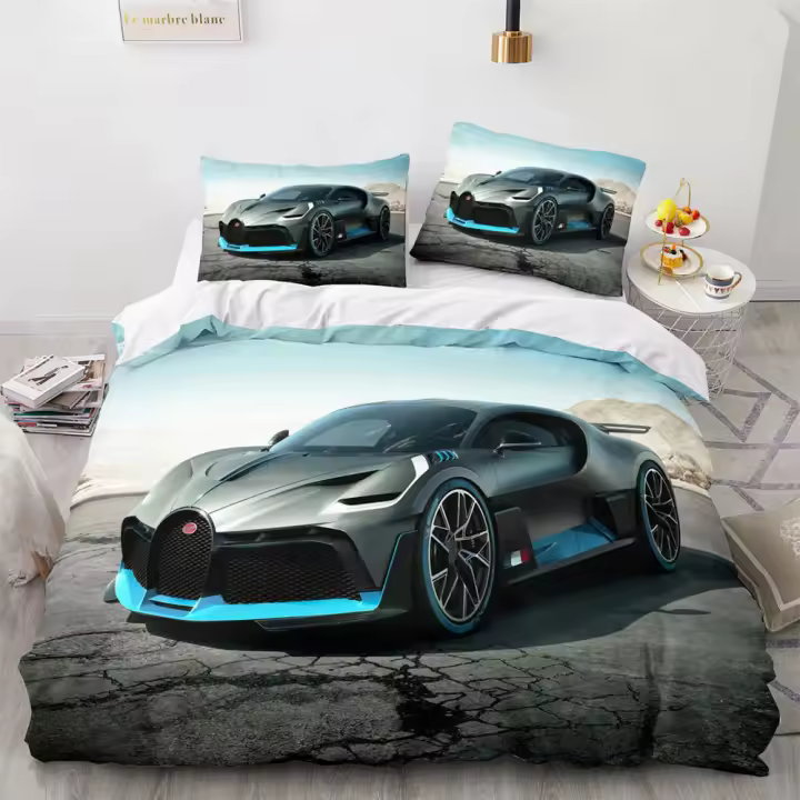 Juego de Fundas de Edredón de Coche Deportivo de Tamaño Completo 3 Piezas con Fundas de Almohada - 1