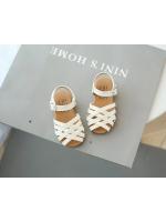 Sandalias de verano para niñas, zapatos para niños pequeños, sandalias suaves de princesa para la playa para niños, sandalias romanas con recortes tejidos y puntera - details 4