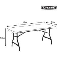 Mesa plegable rectangular ultrarresistente negra, Mesa exterior e interior para jardín, terraza, eventos y catering, Medidas 182x76cm, altura 73,5cm, Mesas plegables grandes - details 2