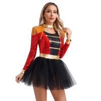 Vestido con tutú para mujer, uniforme con borlas, disfraz de baile, Halloween, Navidad, carnaval, fiesta temática, maestro de circo - details 4