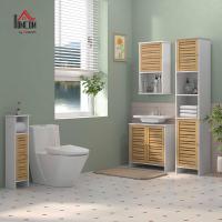 Estantes Ajustable y Puerta Bambú Anti-vuelco 35x30x170 cm Blanco y Natural - details 3