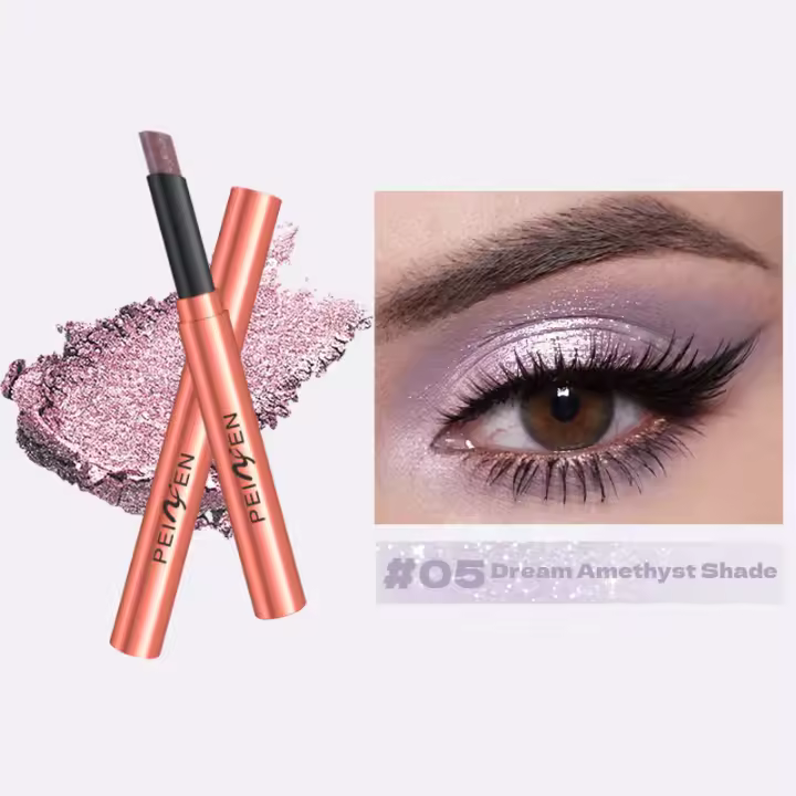 Barritas de sombra de ojos con brillo mate, sacapuntas incorporado, resistente al agua, masilla de piedra de bronce perla, plumas de sombra de ojos de amatista ahumada ﻿ - 1