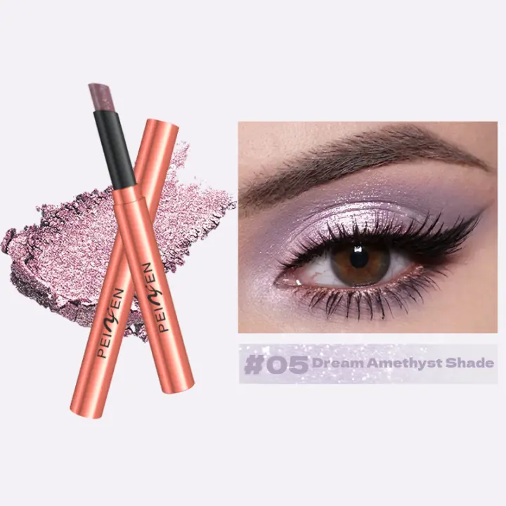 Barritas de sombra de ojos con brillo mate, sacapuntas incorporado, resistente al agua, masilla de piedra de bronce perla, plumas de sombra de ojos de amatista ahumada ﻿ - 1