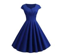 Vestido de verano para mujer, Color sólido, Retro, Vintage, años 50, 60, informal, para fiesta y oficina, Vestidos Rockabilly - details 22