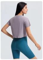 Blusa holgada sin costuras para mujer, Top corto de manga corta para Yoga, correr, Fitness, gimnasio, secado rápido - details 18