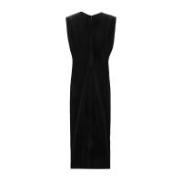 Vestido largo de terciopelo negro sin mangas con cuello en V para mujer, decoración de un solo pecho, verano n - details 2