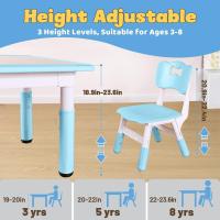 Juego de Mesa y 2 sillas para niños, Altura Ajustable, Juego de Mesa y Silla para niños de 3 a 8 años, fácil de Limpiar, Aprobado por CPC y CE (Juego de 3 Piezas), Color Azul - details 2