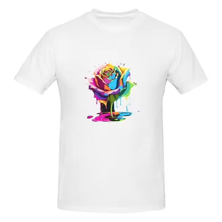 Camiseta de Algodón 100% Transpirable para Hombre Cuello Redondo Estampado Rosa - 1