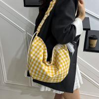 Bolso de hombro Hobos coreano Simple, bolso cruzado a cuadros de media luna, bolsos de lona de gran capacidad para niñas - details 5
