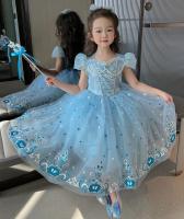 Vestido de princesa de lentejuelas de verano para niños, disfraz con estampado azul, vestido elegante de Reina de la nieve para niñas, regalo de cumpleaños para niños - details 12