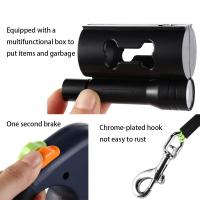 Con luces, correa doble para caminar para perros, cuerda de rotación retráctil doble de plástico ajustable, reflectante de nailon - details 8
