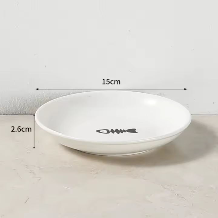 Bol de Comida Tallado de Cerámica para Gatos Soporte de Bebida para Mascotas Anti-Vomiting - 1