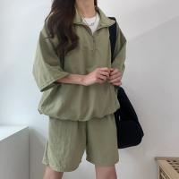 Conjunto de dos piezas de pantalones cortos de manga corta con cremallera y cuello alto para mujer 2025 nuevo conjunto de ropa deportiva casual de moda de verano. - details 9
