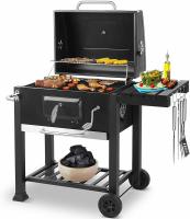 Carrito de Parrilla de Carbón Ajustable con Tapa BBQ Eléctrico con Termómetro para Acampar, Jardín, Balcón Productos Normales - details 0