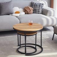 Conjunto de Mesa de Centro Redondo de Madera Tables de Café y Té-Claro - details 2