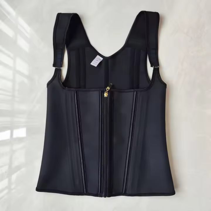 Fajas Colombianas moldeadoras de cuerpo para mujer, chaleco, Tops, entrenador de cintura de doble compresión, corsé con cremallera ajustable y ojos de gancho - 1