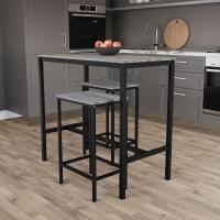 Juego de Mesa de Bar de 2 plazas, Mesa de Desayuno con 2 taburetes de Bar, Marco de Acero Industrial (Gris) - details 3