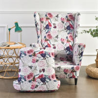 Funda para silla con respaldo alto y estampado elástico, funda para sillón con ala de un solo asiento, forma de 2 piezas - details 37