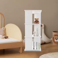 Estante de Libros Giratorio de 3 Niveles Organizador de Almacenamiento de Libros con Giratorio de 360° Estante de Libros Soporte de Piso Blanco - details 0