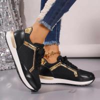Zapatillas de deporte para mujer, nuevas y cómodas zapatillas deportivas con plataforma de cuero parcheado para correr al aire libre, informales, cómodas y a la moda - details 21