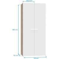 Armario de Dormitorio de Roble Cambrián 2 Puertas, Tamaño 180x79x52 cm, Diseño Moderno para Organización - details 11