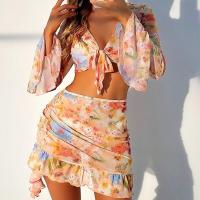 Nuevos estampados tendencias playa faldas bikinis 4 piezas trajes de baño - details 3