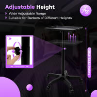 Bandeja de aluminio con ruedas para salón de belleza, carro con altura ajustable para tatuajes, SPA, 70-110CM - details 7