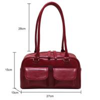 Bolso de mano de moda informal de cuero de PU vintage con diseño de doble bolsillo para mujer - details 35
