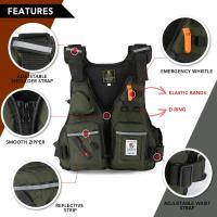 Chaleco de Flotación Profesional para Hombres Traje de Pesca Marino Ajustable con Múltiples Bolsillos Impermeable y Portátil - details 4