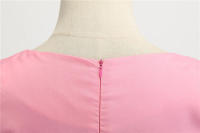 Women summer vintage with belt short sleeve v neck elegant retro swing party dresses - details 5