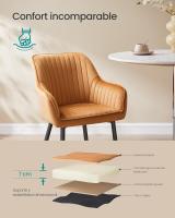 Silla de comedor, silla de cocina, sillón de terciopelo, silla tapizada con reposabrazos, carga máxima. de120 kg, Patas de Metal, para Comedor, Cocina, Rosa Jalea y Dorado Pálido LDC087R01 - details 18