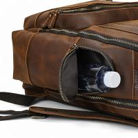 Mochila vintage de piel de vaca auténtica para hombre, color marrón oscuro clásico, gran capacidad con correas ajustables, compartimentos para computadora portátil y tableta, diseño duradero multicapa para viajes y escuela al aire libre, regalo ideal de S - details 12